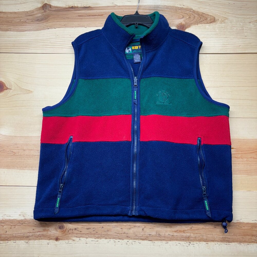 Vintage Eddie Bauer Vest Mens‎ Medium Full Zip Fleece Colorblock Ebtek USA Made